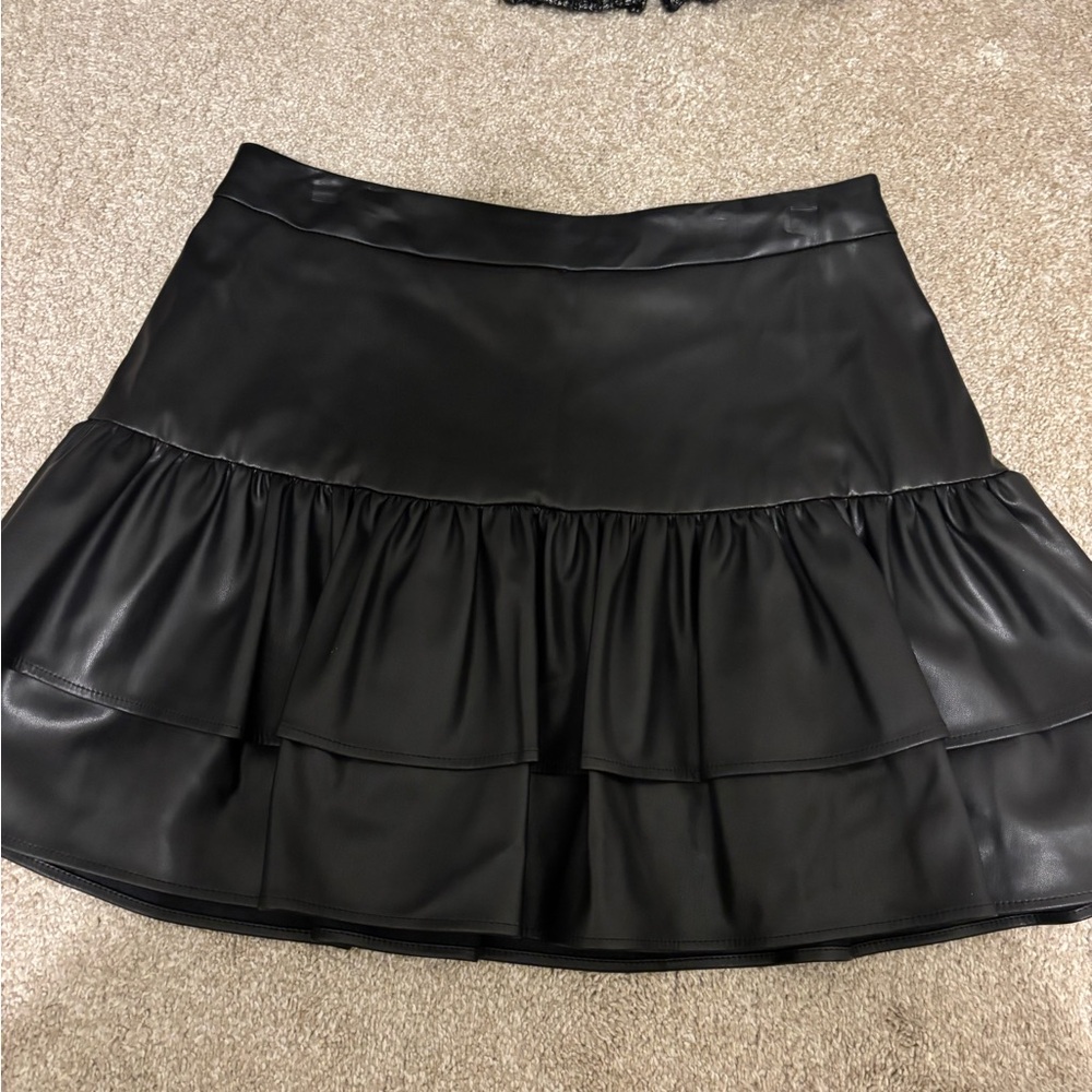 Leather mini skirt